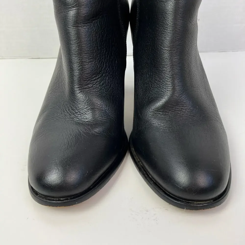 Draper James Tegan Black Leather Barrel Heeled Booties Ankle Boots Dressy Sz 8